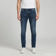 Men's slim-fit jeans with narrow legs in washed denim