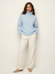 Women's Knitted Turtleneck Jumper - Loose Fit with Long Sleeves