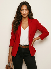 Women's Fitted Blazer - Solid Colour with Long Sleeves