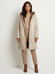 Women's Long Hooded Coat with Relaxed Fit and Pockets