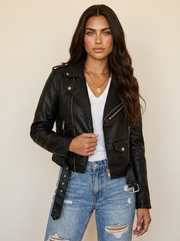 Women's faux leather biker jacket