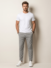 Men's Slim Fit Trousers - Casual Trousers with Elastic Waist