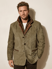 Men's Casual Blazer - Plain Design with Brown Details