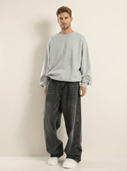 Men's Wide Leg Jeans - Loose-Fit Jeans with Straight-Leg Cut