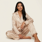 Women's Satin Pyjama Set - Striped Design with Silky-Smooth Finish