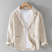 Men's casual blazer with wide lapels and pockets