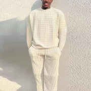 Men's knit lounge set with crew neck jumper and trousers