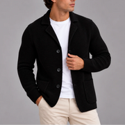 Men's knitted cardigan blazer style with buttons and pockets