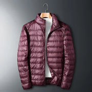 Men's lightweight puffer jacket with stand collar