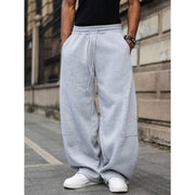 Men's wide leg fleece joggers with drawstring
