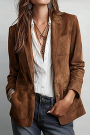 Suede-look blazer for women with fitted cut