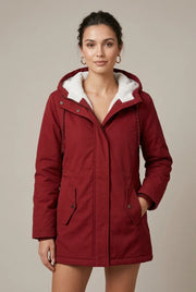 Women's parka coat with hood and teddy lining