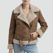Dames bikerjack met teddyvoering en schuine rits - Jassen en jacks - Coats & Jackets - Aida lena