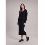 Gebreide set dames met losse trui en lange rechte rok