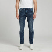 Jeans heren slim fit met smalle pijpen in washed denim