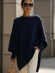 Dames Gebreide Trui – Oversized Model met Ronde Hals Olijfgroen / S - AIDA LENA
