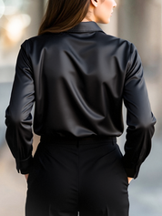Satijnen blouse dames met lange mouwen en losse pasvorm