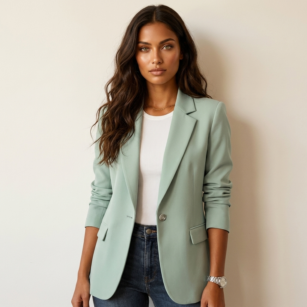 Blazer dames getailleerd met brede revers en opgezette zakken