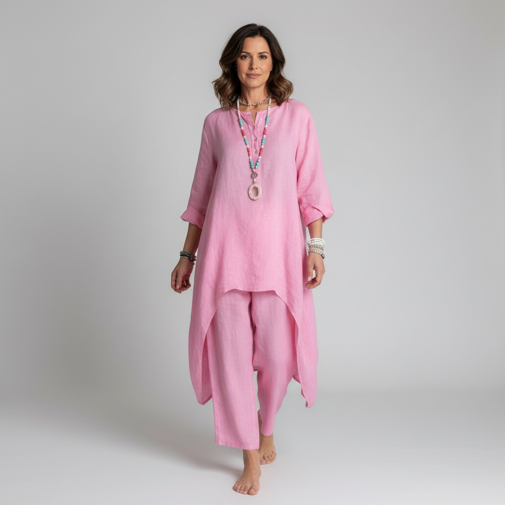 Dames 2-Delige Set – Tuniek met Losvallende Broek en Comfortabele Pasvorm - AIDA LENA