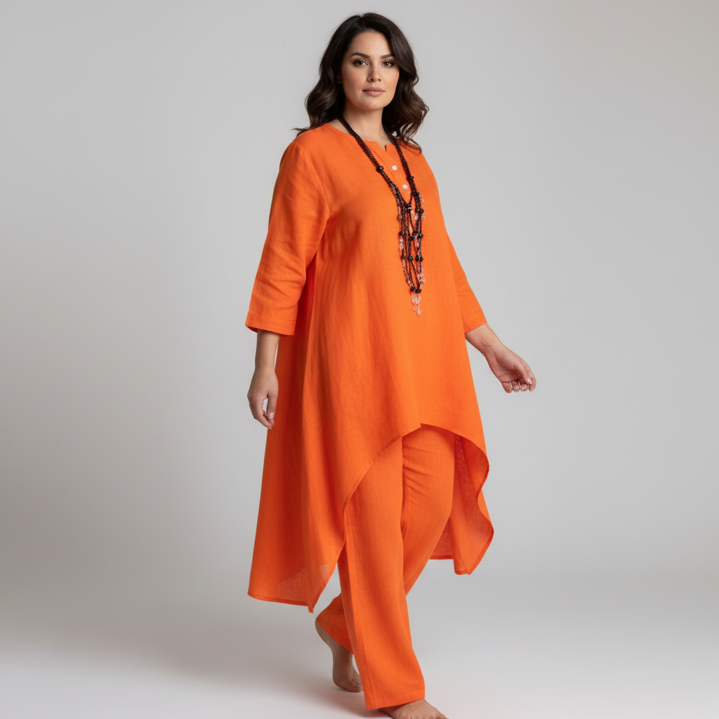 Dames 2-Delige Set – Tuniek met Losvallende Broek en Comfortabele Pasvorm - AIDA LENA