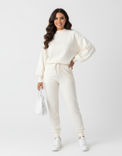 Dames Lounge Set – Comfortabele Losvallende Pasvorm Wit / S - AIDA LENA