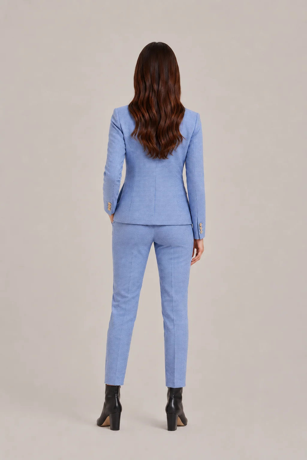 Dames 2-Delig Pak – Getailleerde Blazer met Rechte Pantalon Grijs / S - AIDA LENA