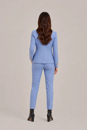 Dames 2-Delig Pak – Getailleerde Blazer met Rechte Pantalon Grijs / S - AIDA LENA