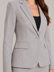 Dames 2-Delig Pak – Getailleerde Blazer met Rechte Pantalon Grijs / S - AIDA LENA