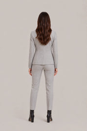 Dames 2-Delig Pak – Getailleerde Blazer met Rechte Pantalon Grijs / S - AIDA LENA