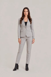 Dames 2-Delig Pak – Getailleerde Blazer met Rechte Pantalon Grijs / S - AIDA LENA