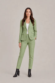 Dames 2-Delig Pak – Getailleerde Blazer met Rechte Pantalon Groen / S - AIDA LENA