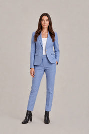 Dames 2-Delig Pak – Getailleerde Blazer met Rechte Pantalon Blauw / S - AIDA LENA