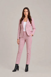 Dames 2-Delig Pak – Getailleerde Blazer met Rechte Pantalon Roze / S - AIDA LENA