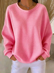 Dames Casual Trui – Losvallende Trui met Ronde Hals en Structuur