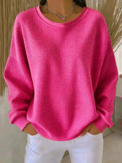 Dames Casual Trui – Losvallende Trui met Ronde Hals en Structuur
