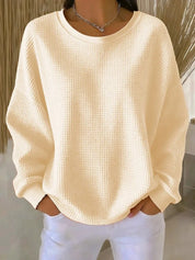 Dames Casual Trui – Losvallende Trui met Ronde Hals en Structuur