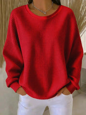 Dames Casual Trui – Losvallende Trui met Ronde Hals en Structuur