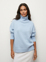 Women's Turtleneck – Knitted Oversized Jumper with High Turtleneck