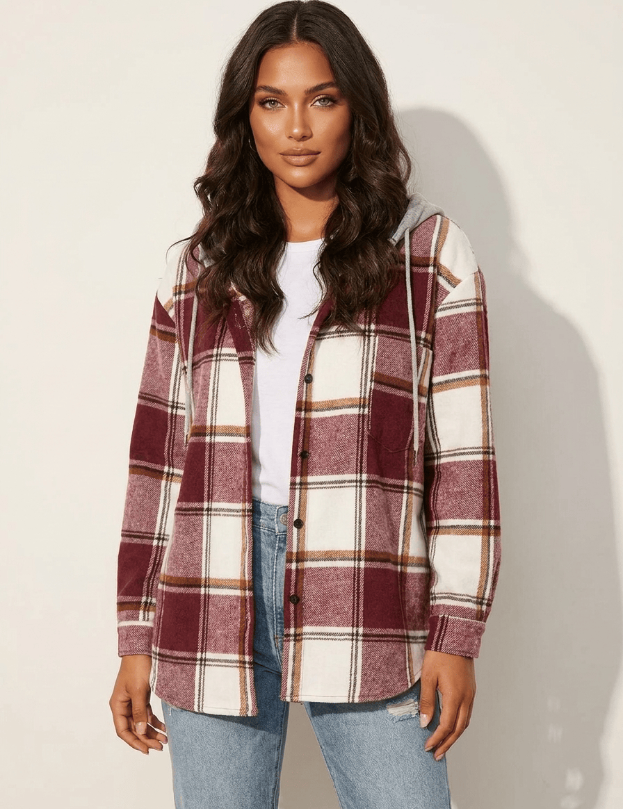 AIDA LENA Women’s jacket Dames Geruite Jas – Losvallend Jack met Knoopsluiting