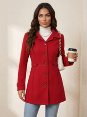 Dames Getailleerde Jas – Klassiek Model met Knoopsluiting Rood / S - AIDA LENA