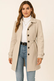 Women's Fitted Coat - Classic Style with Button Closure