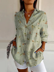 Women's Long Blouse – Colorful Blouse with Floral Print and Buttons