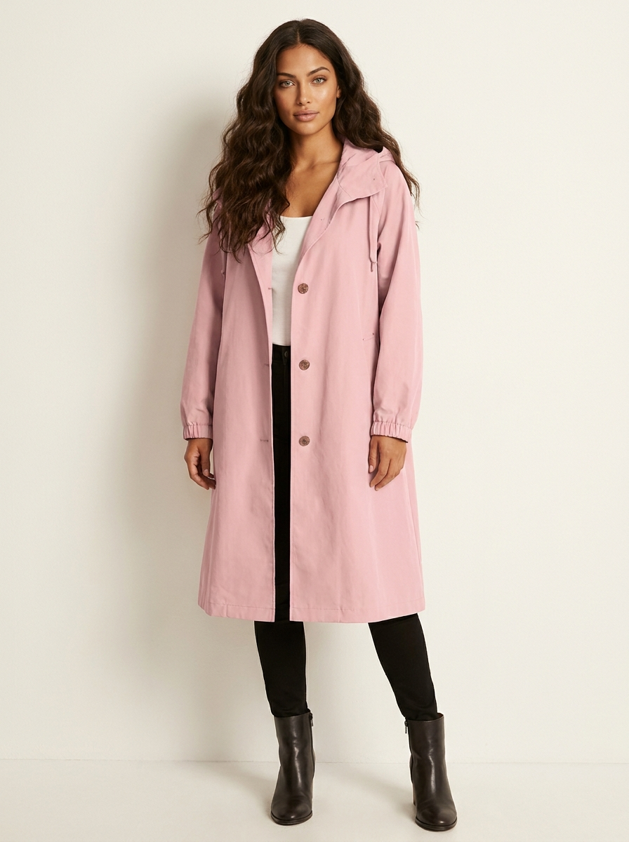 Women's Long Coat - Casual Hooded Coat with a Loose Fit