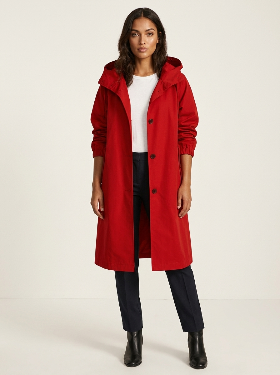 Women's Long Coat - Casual Hooded Coat with a Loose Fit
