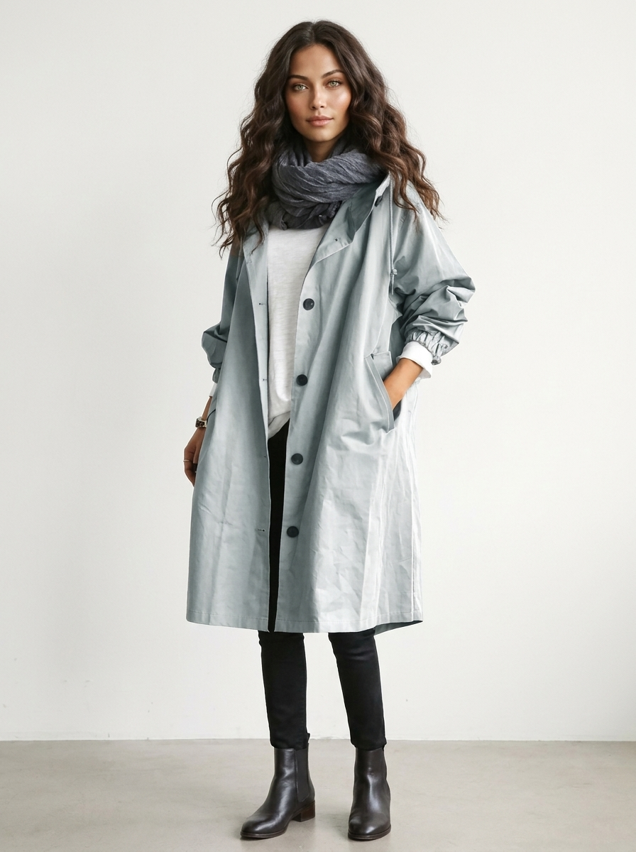 Women's Long Coat - Casual Hooded Coat with a Loose Fit