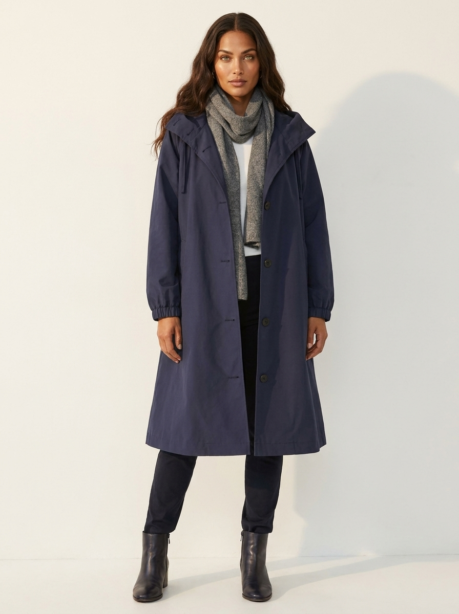 Women's Long Coat - Casual Hooded Coat with a Loose Fit