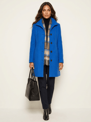 AIDA LENA Women's jackets Dames Lange Jas – Effen Mantel met Knoopsluiting en Steekzakken