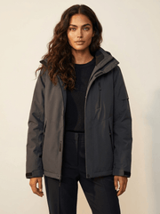 Women's Outdoor Jacket - Sporty Jacket with Hood and High Collar