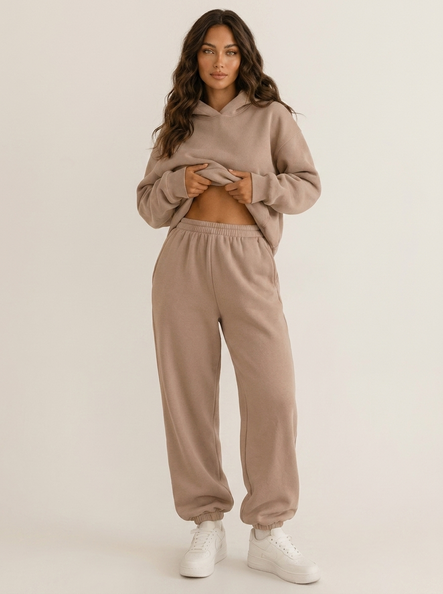 Dames Oversized Joggingpak – Hoodie met Bijpassende Joggingbroek Zwart / S - AIDA LENA