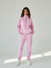 Dames Oversized Trui – Hoge Kraag met Halve Rits Khaki / S - AIDA LENA